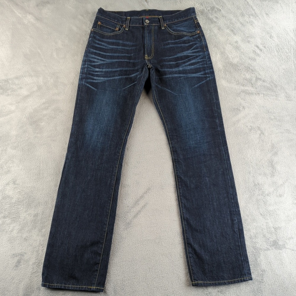 Uniqlo Jeans Mens 34x34 Blue UJ Japan Regular Fit Straight Dark Wash Heavy EUC